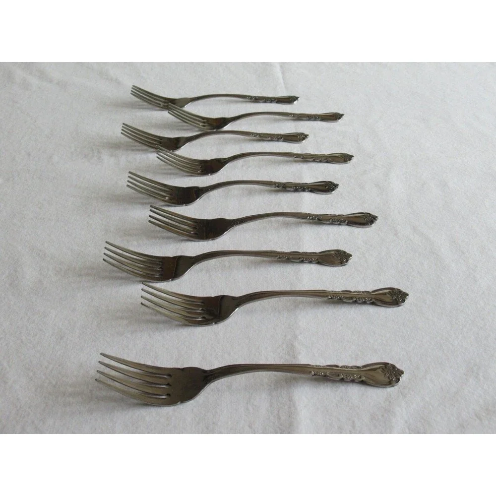 Roberts Rogers Co Korea & Taiwan DELIGHT Stainless Lot of 9x Salad Forks 6
